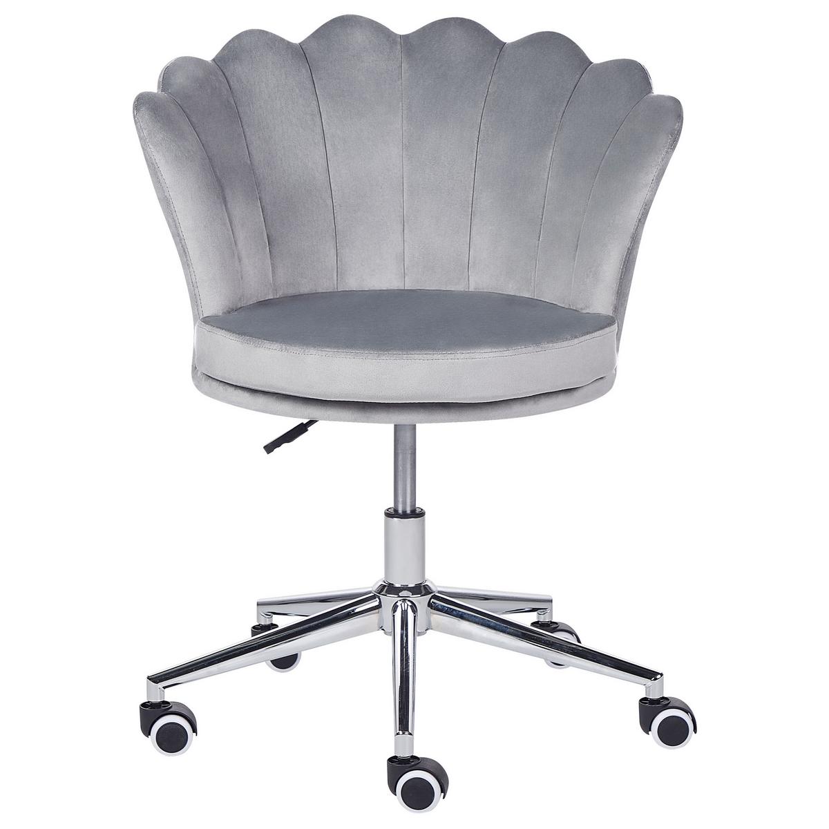 BÜROSTUHL Samtstoff Grau Monticello - Grau, Textil/Metall (67/78/65cm) - Beliani