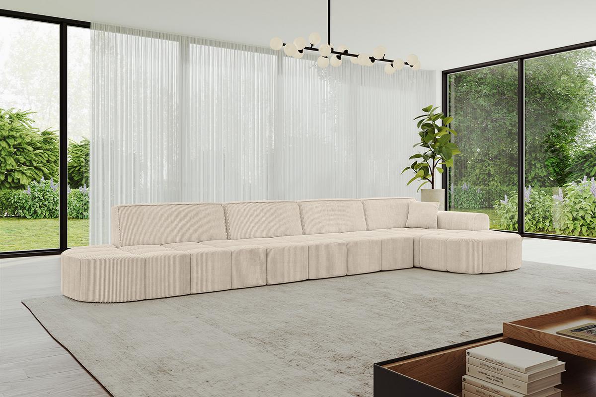 ECKSOFA Ottomane Rechts LIVO-L3 - 422x173x79,5 cm Beige - Beige, Holzwerkstoff/Textil (422/173cm) - ALTDECOR