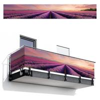 BALKON-SICHTSCHUTZ Lavendelfeld - Sonnenuntergang - Lila - Blumen Groß 500x80 cm - Violett, Kunststoff (500/80cm) - MuchoWow