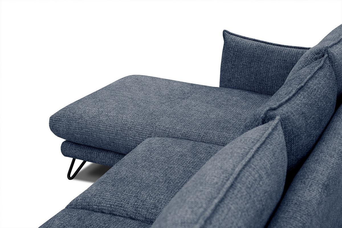 ECKSOFA HOSTEN 4-Sitzer, dunkelblau - Schwarz/Dunkelblau, Holzwerkstoff/Textil (158/269cm) - Wozimo