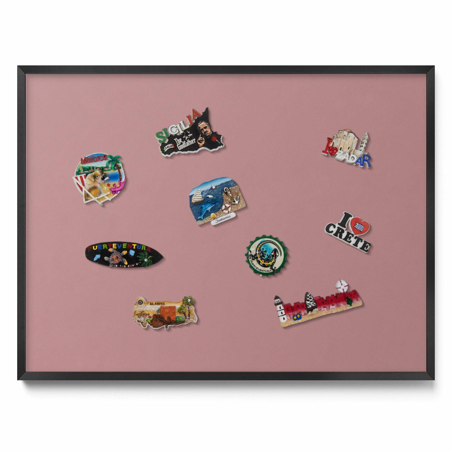 MAGNETTAFEL 80x60 cm Schwarzer Rahmen Pastellrosa - Koralle, Metall (80/60/0.4cm) - TULUP