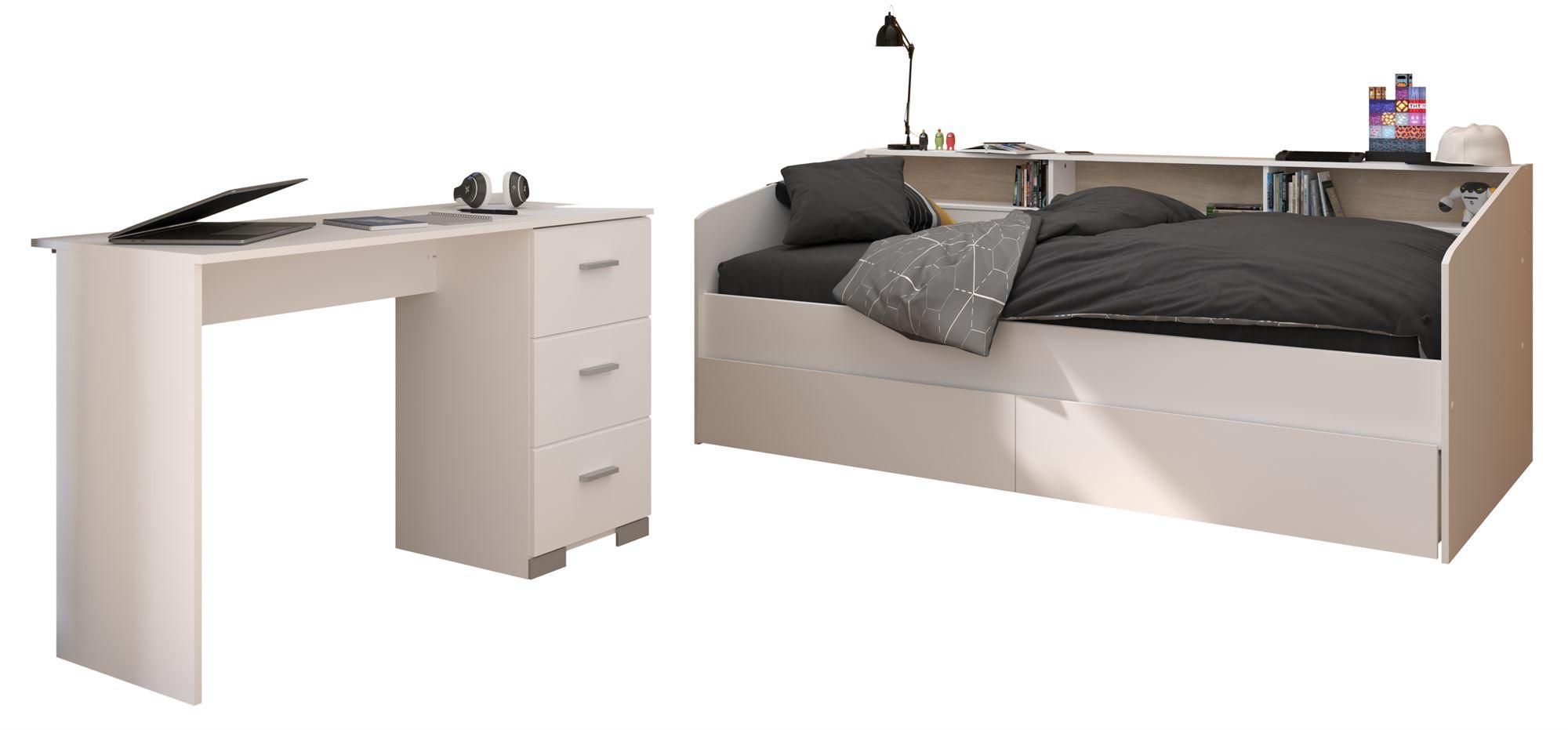 KINDERZIMMER SET Parisot Sleep 3-tlg. Holzdekor Weiß/Eiche - Eichefarben/Weiß, Kunststoff (100/1/200cm) - 58aufmkessel