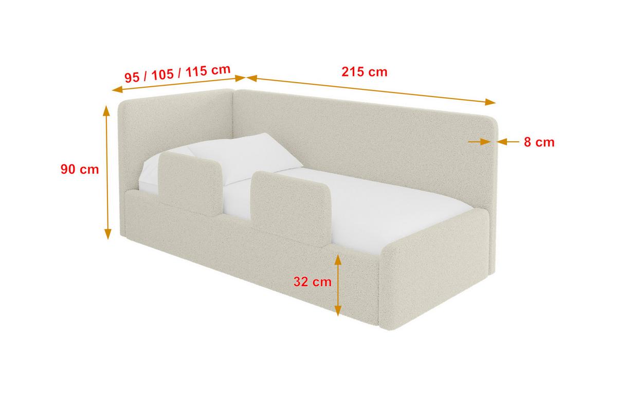EINZELLBETT Jugendbett mit Bettkasten und Matratze H3/H4, Rechts - NORY 100x200 Beige - Perlmutt, Holzwerkstoff/Textil (100/200cm) - ALTDECOR