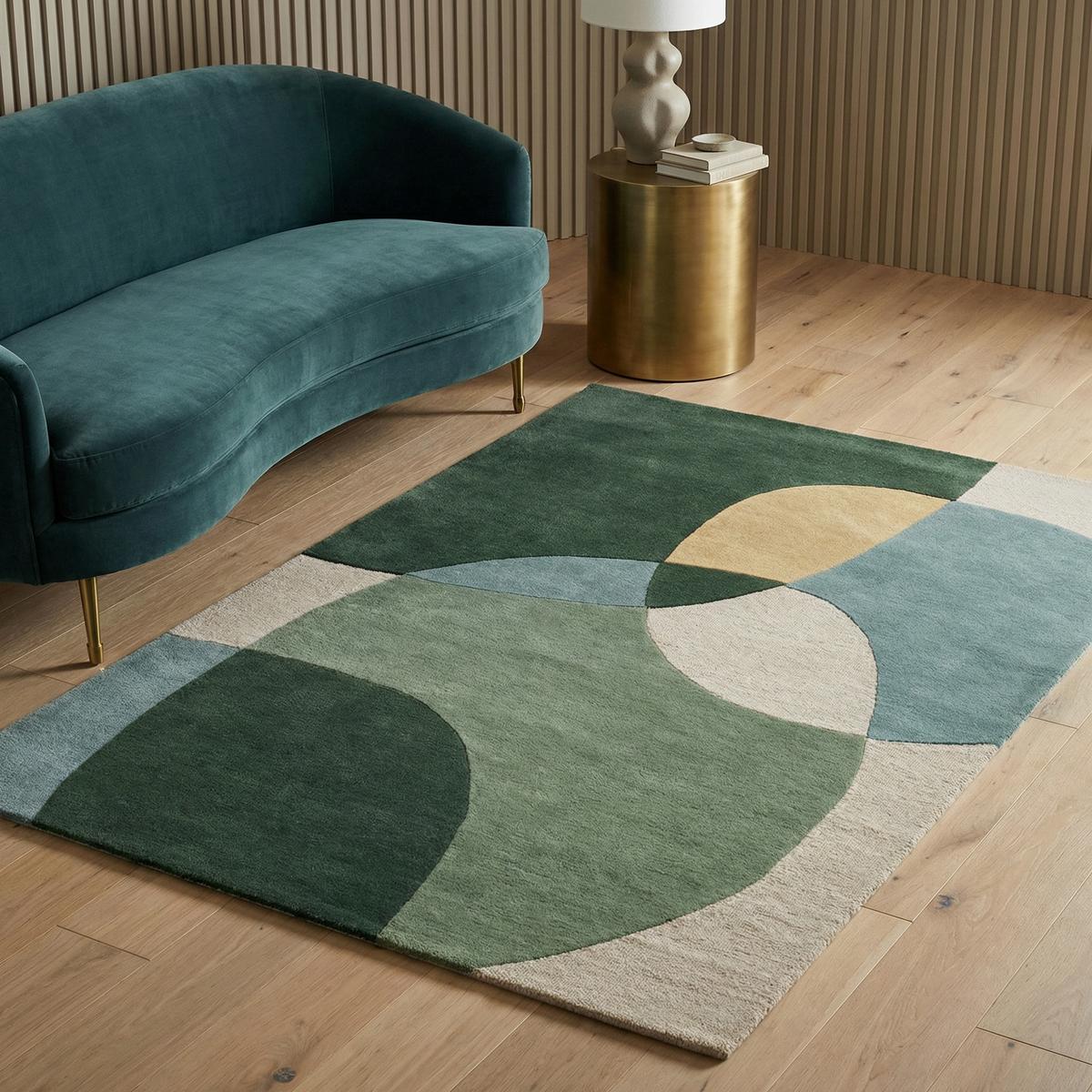 WOLLTEPPICH AIRE, abstrakt, aus Wolle, Grün, 200 x 290 cm - Grün, Textil (290/200cm) - KADIMA DESIGN