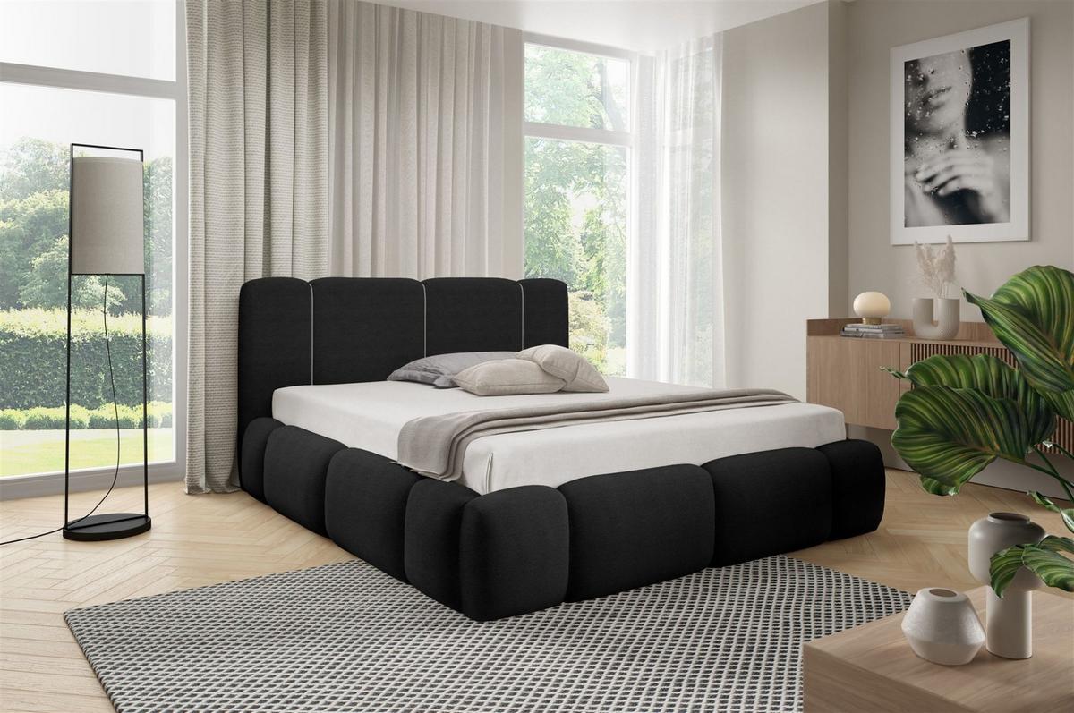POLSTERBETT Springs - Schwarz, Holzwerkstoff/Textil (160/200cm) - Fun Möbel
