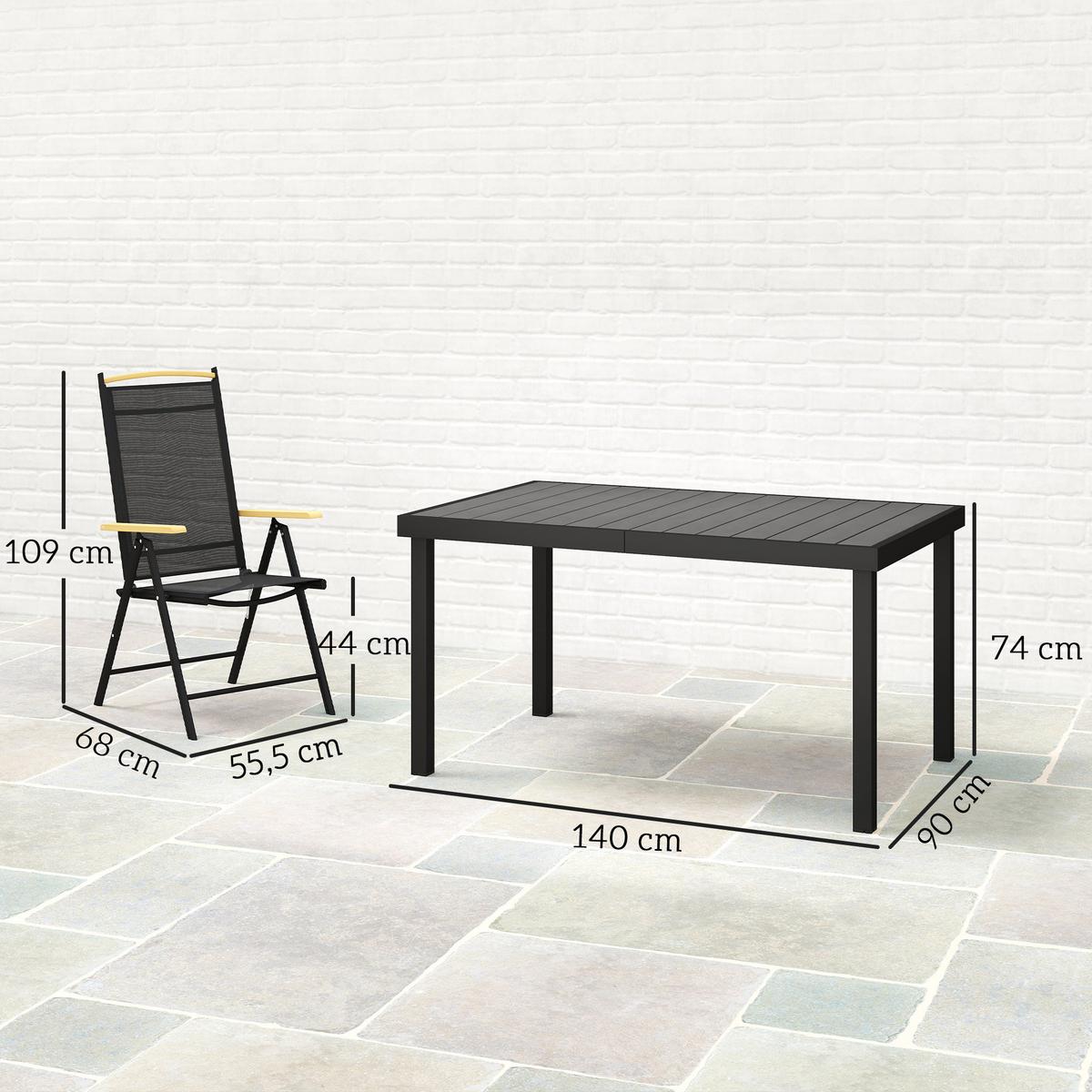 SITZGRUPPE für 6 Personen, Schwarz - Schwarz, Metall - Outsunny