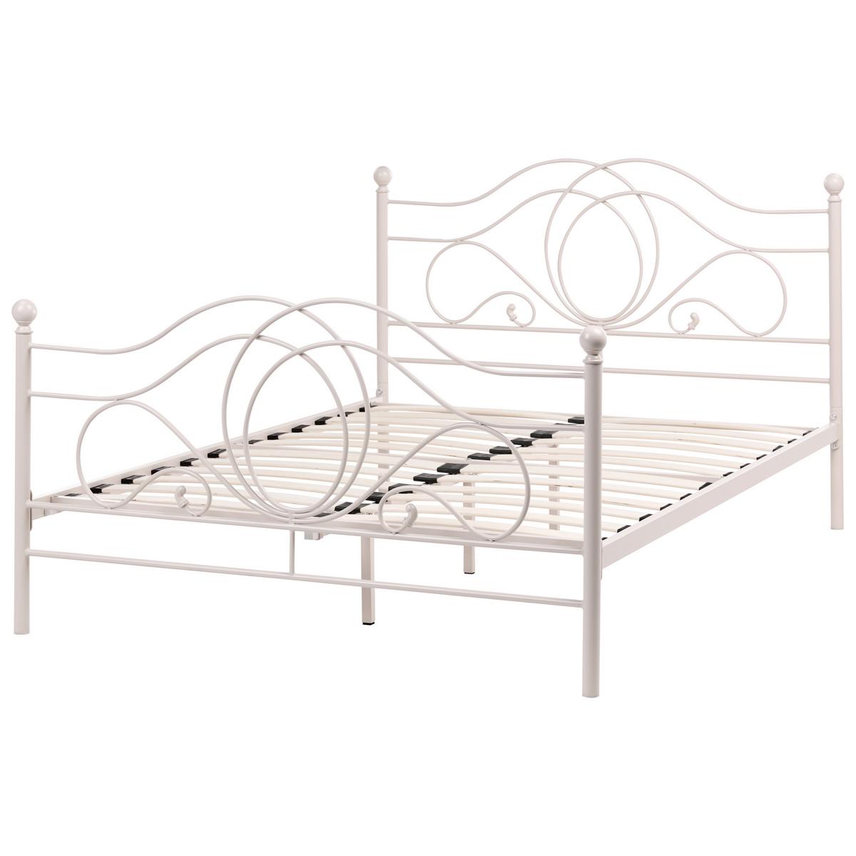BETT mit Lattenrost 140/200 Stahl Hellbeige Lyra - Beige, Metall (140/200cm) - Beliani