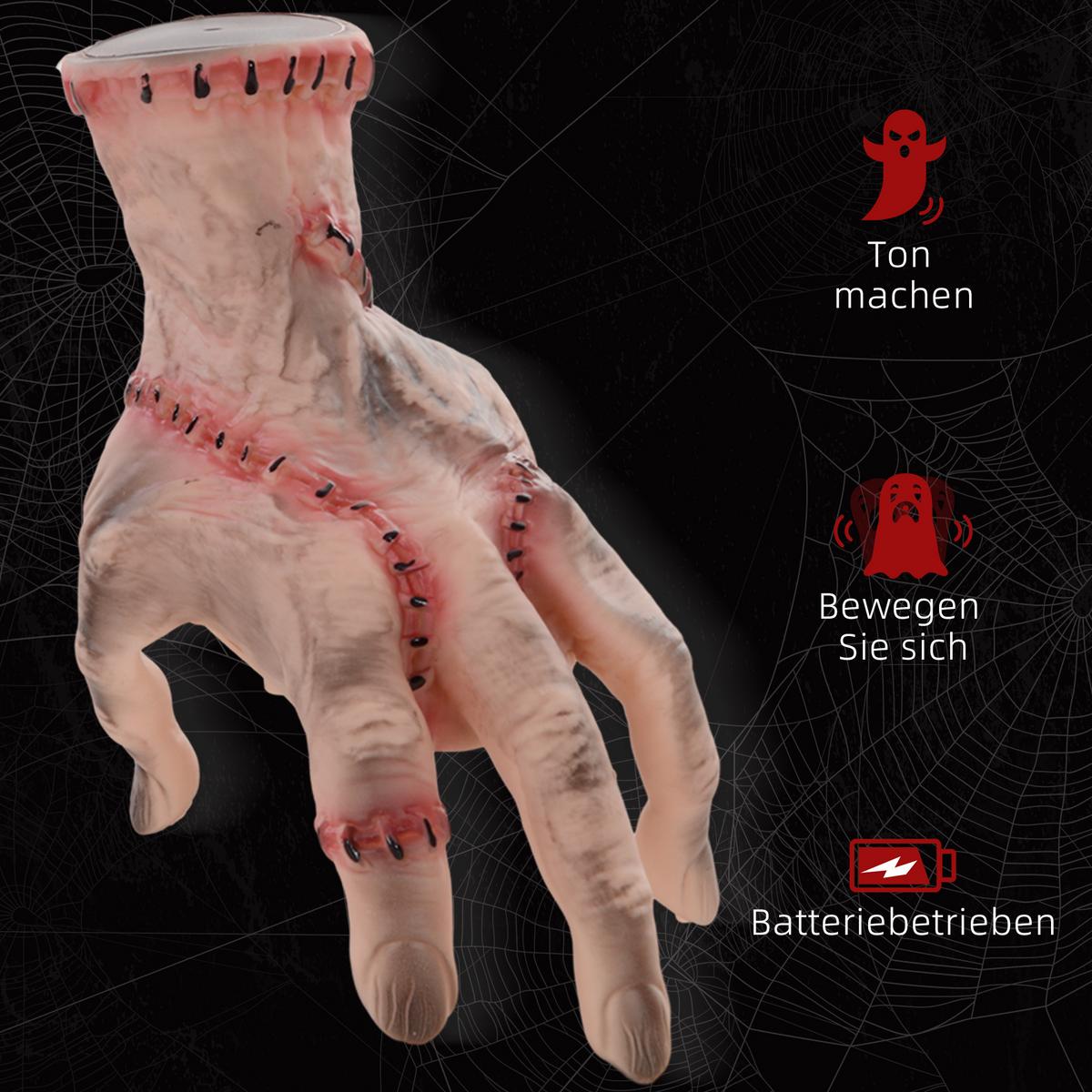 21CM Halloween Dekoration Realistische Narbes Händchen mit Soundfunktion - Rot, Kunststoff (18/21/15cm) - HOMCOM