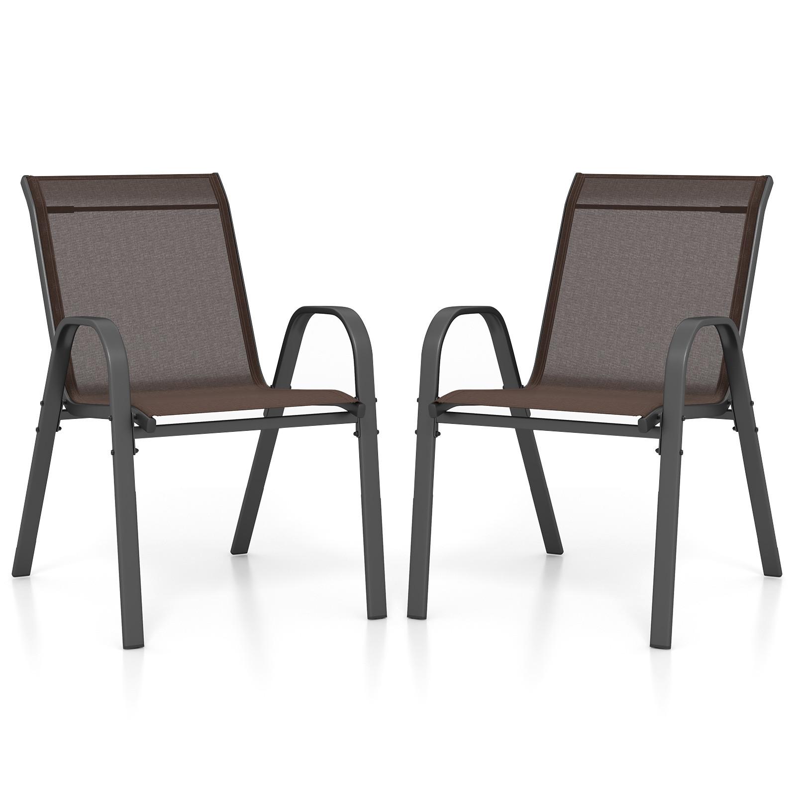GARTENSTÜHLE Braun(2er-Set) - Braun, Metall (70/84/56cm) - COSTWAY