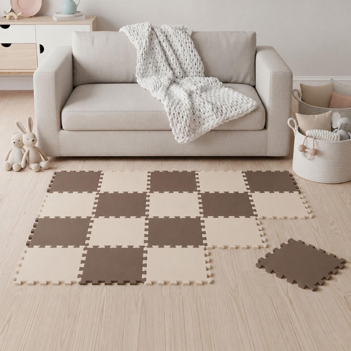 SPIELMATTE ab Null - 180/90/1 cm Puzzlematte Beige - Beige/Braun, Kunststoff (30/30cm) - Littletom