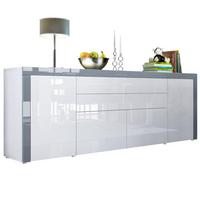 SIDEBOARD La Paz Weiß Hochglanz / Grau Hochglanz - Weiß Hochglanz/Grau, Holzwerkstoff (200/72/35cm) - Vladon