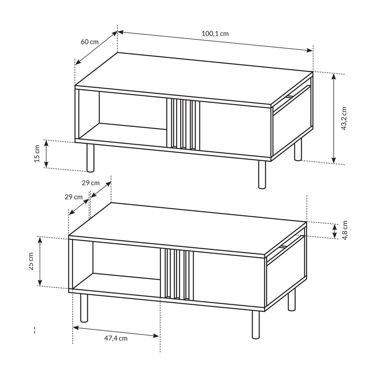 COUCHTISCH MADDALENA 100,1/43,2/60 cm Eiche Artisan - Eiche Artisan, Holzwerkstoff (60/100.1/43.2cm) - MASSENO