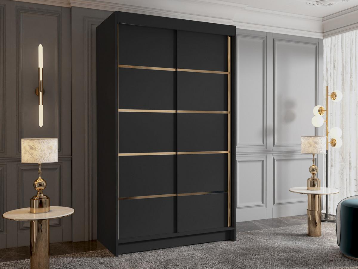 SCHIEBETÜRENSCHRANK Vigo IV - Goldfarben/Schwarz, Holzwerkstoff/Metall (100/200/58cm) - MIRJAN24