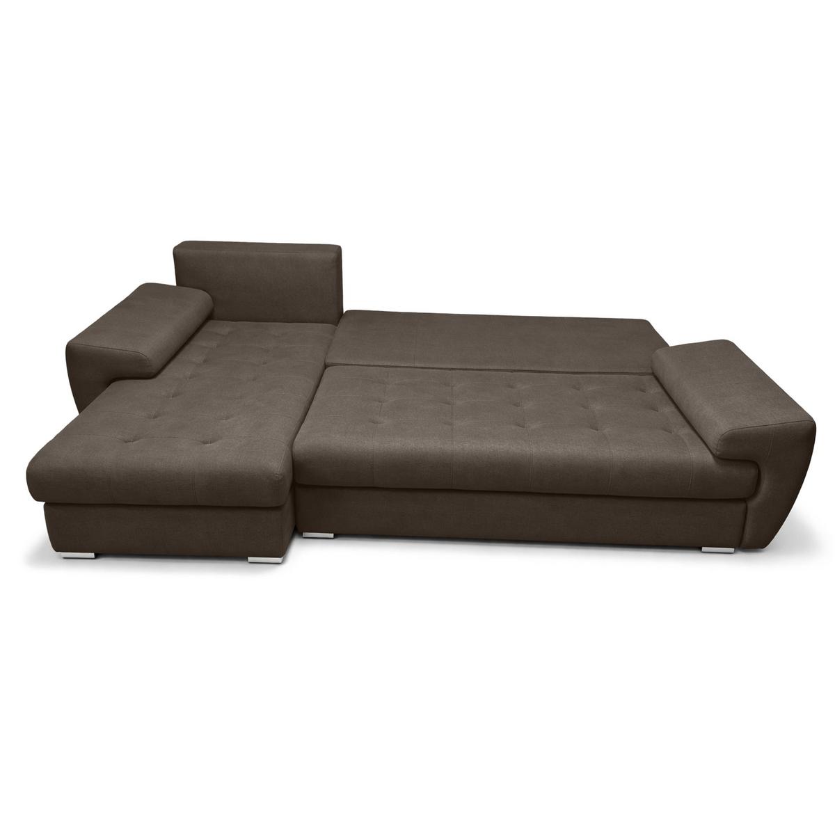 ECKSOFA L Form Manisa Braun 234/145/83 cm Links mit Schlaffunktion - Silberfarben/Braun, Kunststoff/Textil (145/234cm) - AX Living