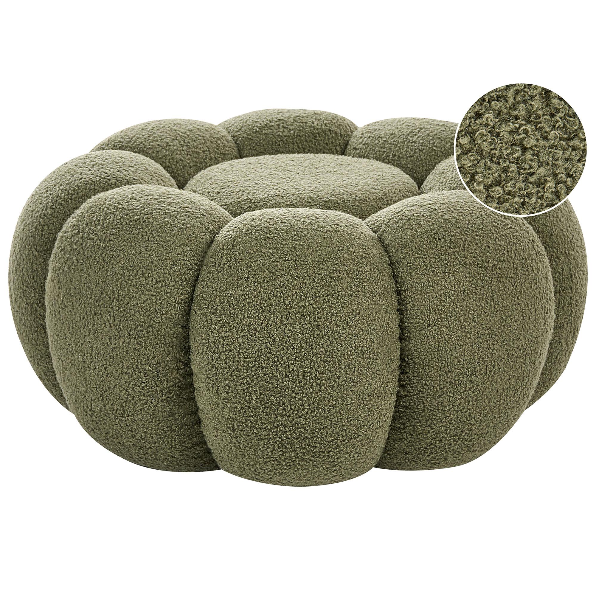 POUF Bouclé Grün Beaufort - Hellbraun, Textil (60/27/60cm) - Beliani