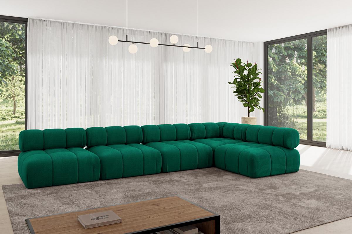ECKSOFA modulares Sofa Samaro-L3 - 380x190x70 cm Dunkelgrün Velours - Dunkelgrün, Holzwerkstoff/Textil (380/190cm) - ALTDECOR