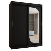 SCHIEBETÜRENSCHRANK mit Spiegel LUCY 200/150/62 2-türig - Silberfarben/Schwarz, Holz (150/200/62cm) - MÖBEL KRYSPOL