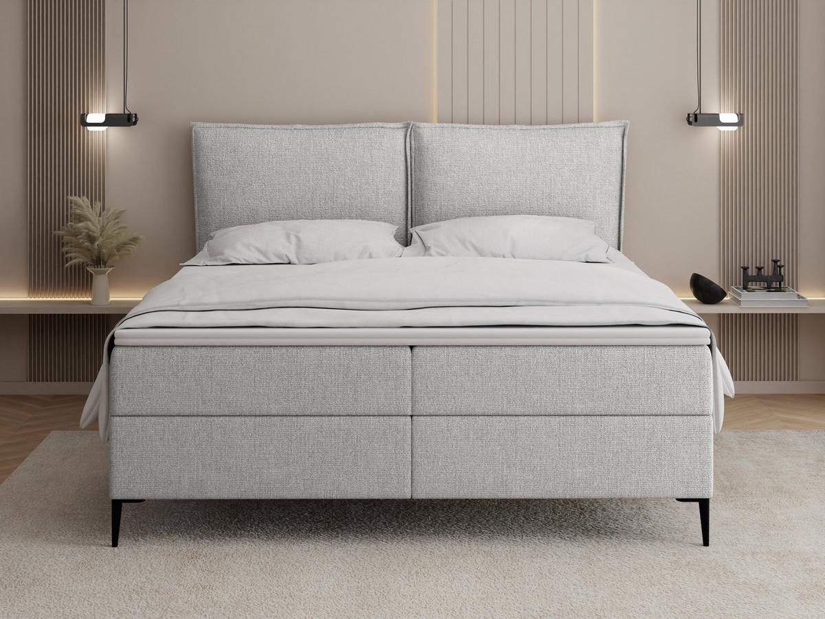 BOXBETT Calio Rise mit Bettkasten, Grau Chenille 120x200 cm – inkl. H4 Taschenfederkern Matratze & Foam Topper - Schwarz/Grau, Holz/Holzwerkstoff (120/200cm) - WFL GROUP