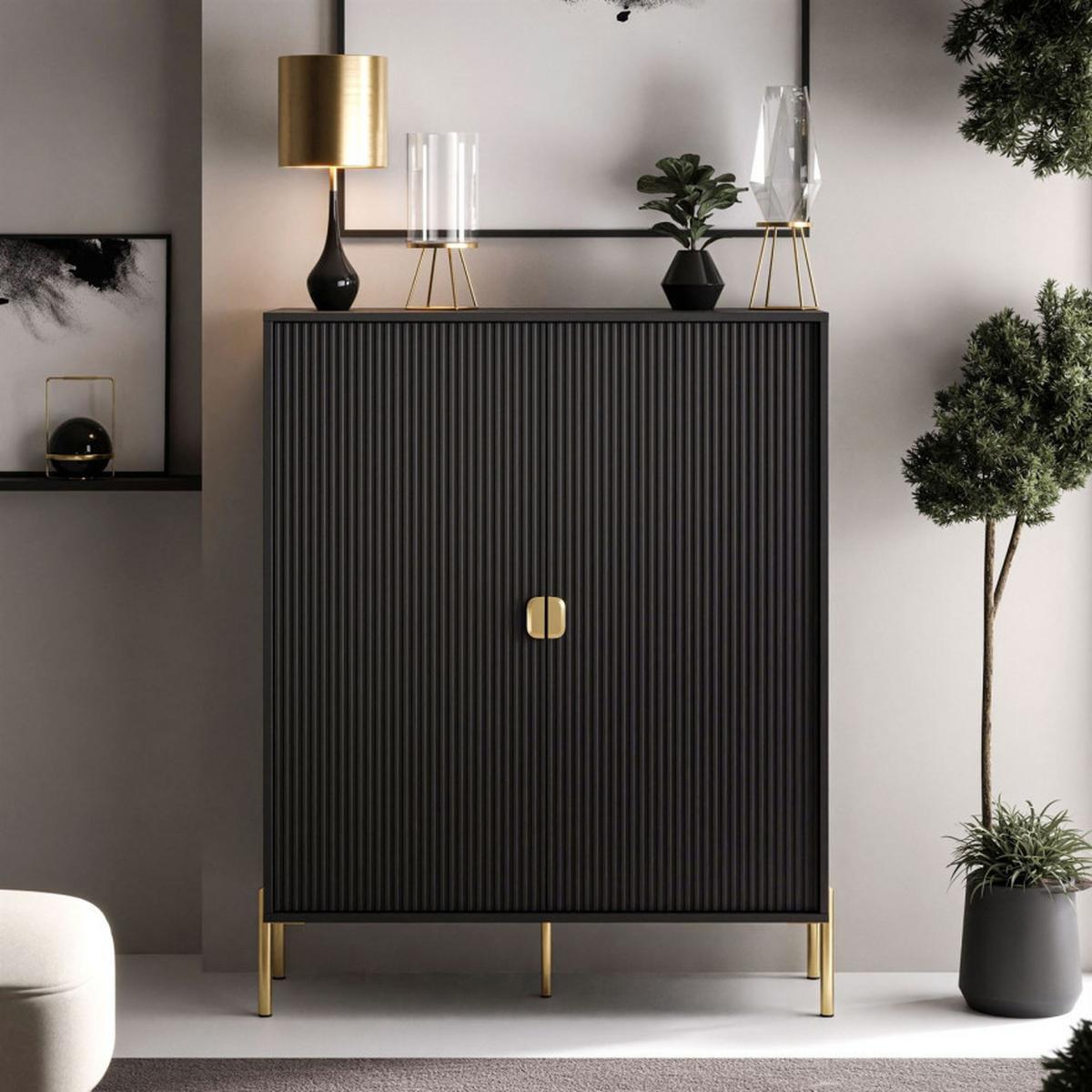KOMMODE DALIA - Goldfarben/Schwarz, Holzwerkstoff (104/127/40cm) - Lookway