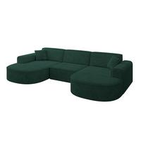 WOHNLANDSCHAFT MARI-U1 - 303x171x79 cm Grün Velours - Schwarz/Grün, Holzwerkstoff/Kunststoff (303/79/171cm) - ALTDECOR
