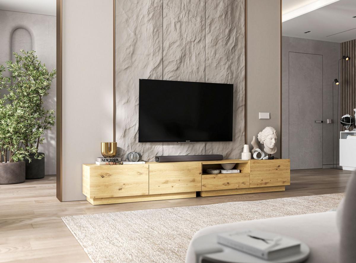TV-LOWBOARD 2-er Set Enjoy Eiche Artisan Matt Loft Schublade 120 cm - Eiche Artisan, Holzwerkstoff (240/37/35cm) - Meble Lindner