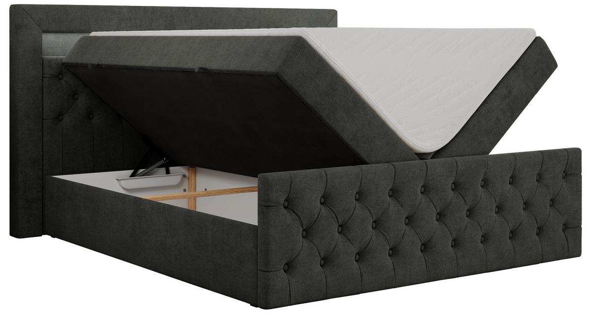 BOXBETT GOLD-9 LED 200/200 Dunkelgrau Struktur - H4 - Dunkelgrau, Holz/Textil (200/200cm) - MKS