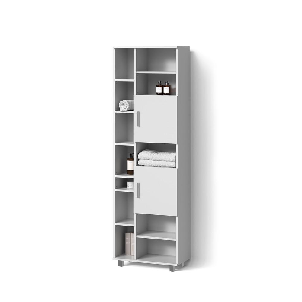 BADSCHRANK Eisak Weiß 60 x 190 cm - Weiß, Holzwerkstoff (60/190/30cm) - Livinity®
