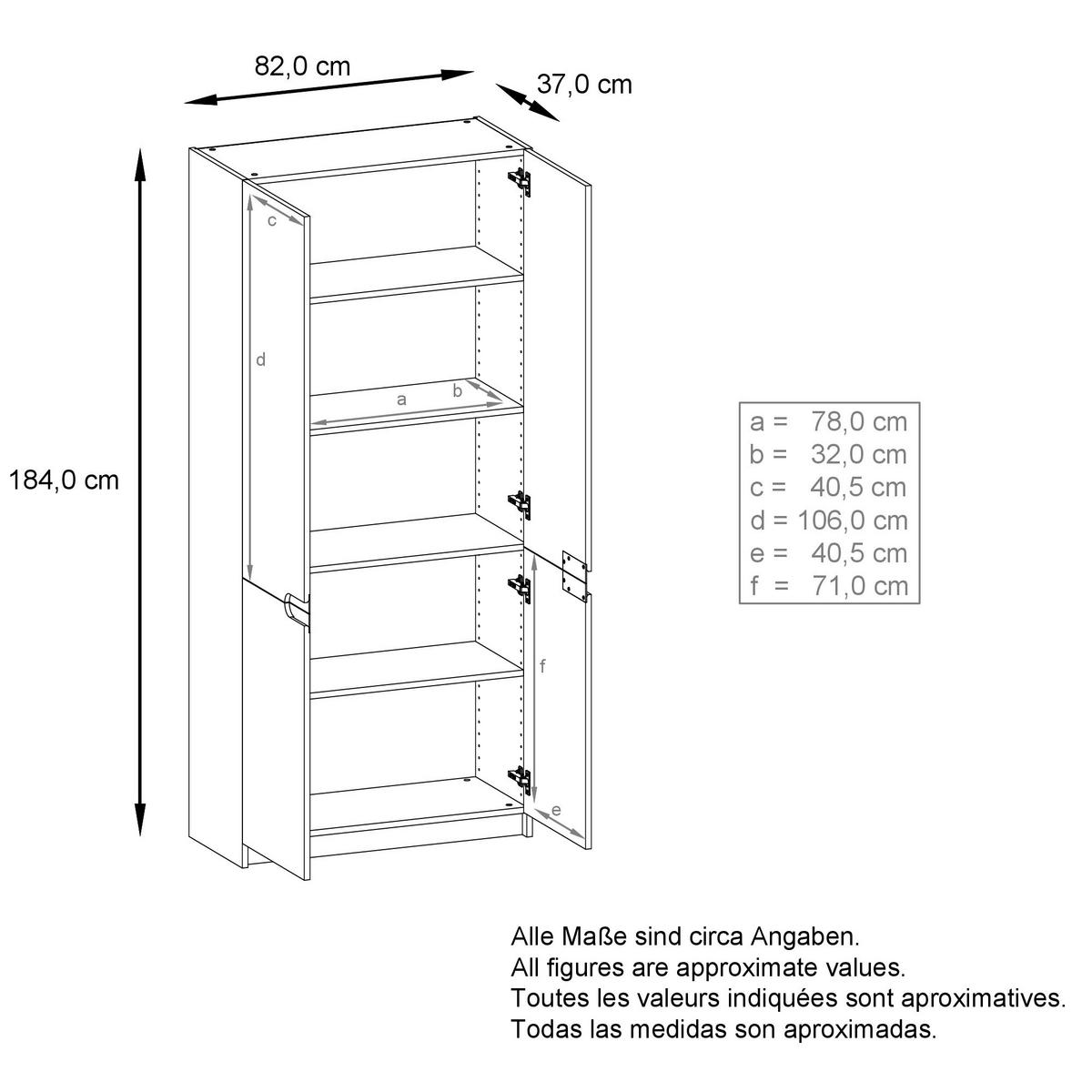 BÜROSCHRANK Logan Fronten in Beton Dunkel Optik - Dunkelgrau, Holzwerkstoff (82/184/37cm) - Vladon