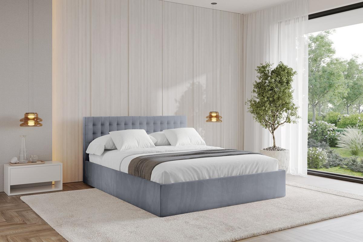 POLSTERBETT mit Bettkasten und Lattenrost, Bett mit Matratze H3/H4 - PARI 160x200 Grau - Grau, Holzwerkstoff/Textil (160/200cm) - ALTDECOR