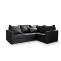 ECKSOFA LIRENO R-S Schwarz Plüsch-Stoff mit Schlaffunktion - Schwarz/Grau, Holz/Kunststoff (220/153cm) - MASSENO