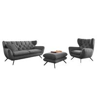 SITZGRUPPE CHARME Grau Cord - Grau, Textil (225/94/95cm) - KAWOLA