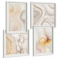 BILDER SET 4er Set - 50x50 cm & 40x60 cm Weißer Rahmen - Abstrakte warme Muster - Weiß, Kunststoff (50/50cm) - TULUP