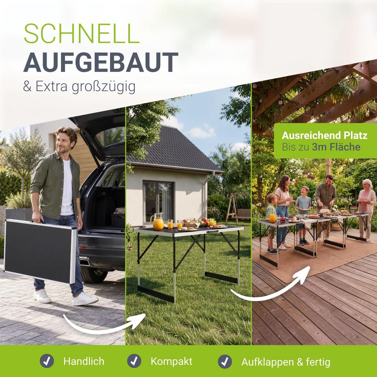 MULTIFUNKTIONSTISCH höhenverstellbar 3er-Set - Schwarz, Holz (100/60/73cm) - Juskys