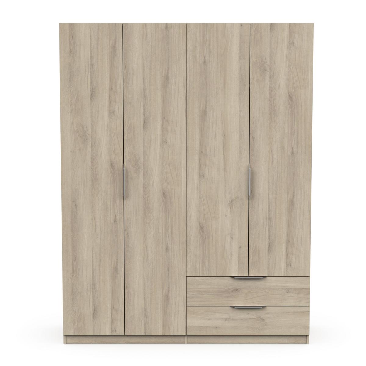 KLEIDERSCHRANK mit 4 Türen und 2 Schubladen Ghost - L157,3 cm - Sonoma Eiche, Holzwerkstoff (51.1/203/204.5cm) - Demeyere