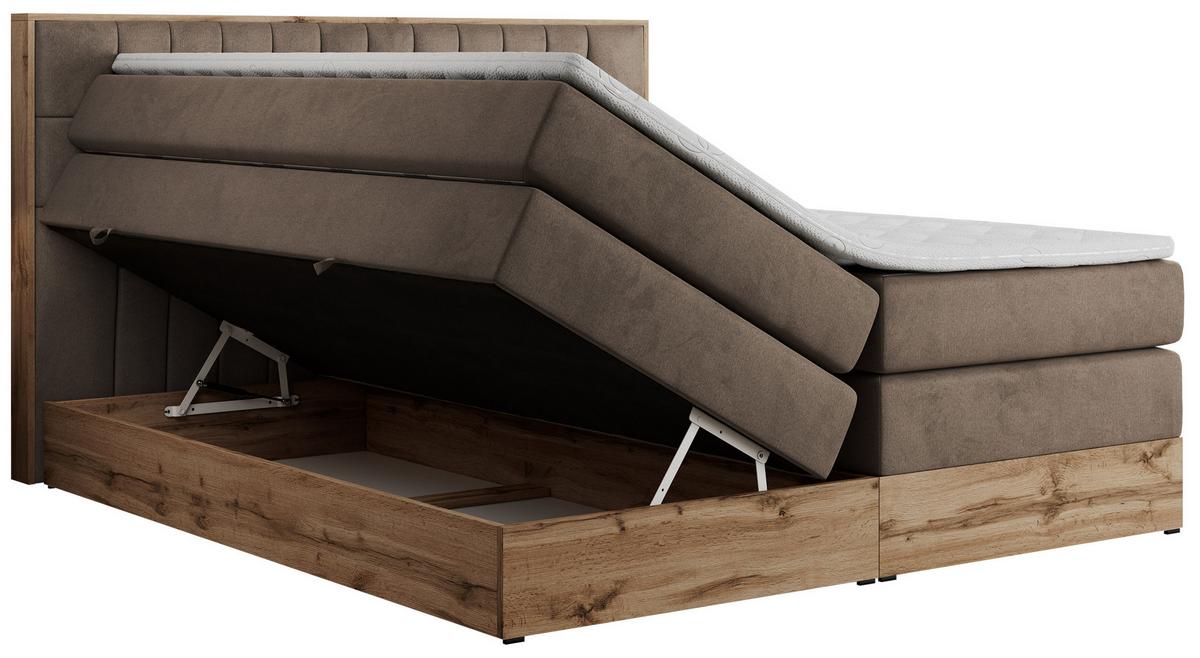 BOXSPRINGBETT AMORE KING 200/200 Braun Velvet - H3 - Braun, Holz/Textil (200/200cm) - MKS