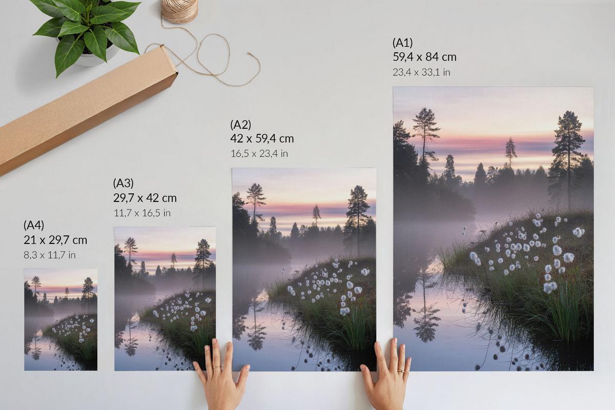 POSTER - 21x29 cm - And - See am Morgen - Grau, Textil (21/29.7/0.1cm) - TULUP
