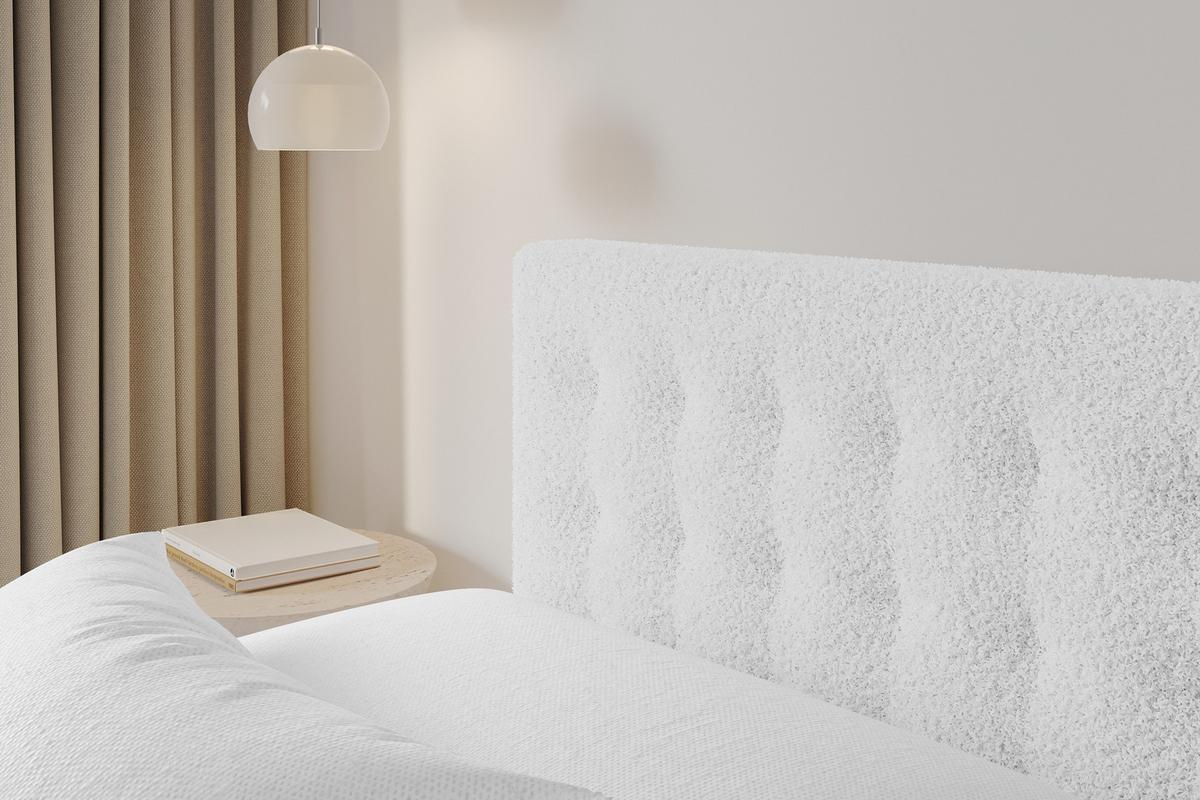 POLSTERBETT mit Bettkasten und Lattenrost, Bett mit Matratze H3/H4 - PARI 160x200 Weiß - Weiß, Holzwerkstoff/Textil (160/200cm) - ALTDECOR