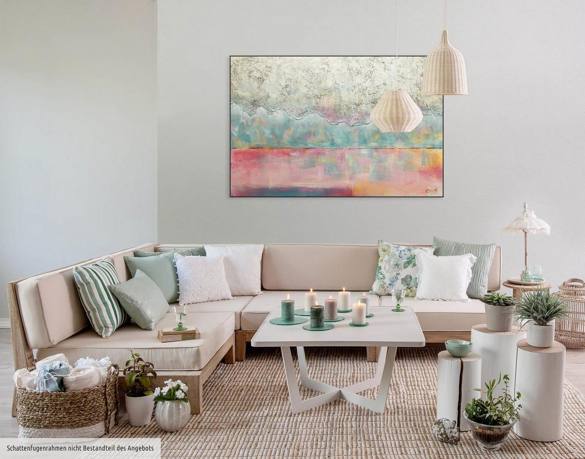 ÖLGEMÄLDE 120/80 cm - Türkis/Beige, Holz/Textil (120/80cm) - KUNSTLOFT