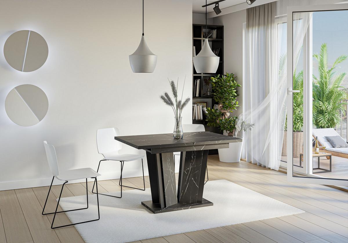 ESSTISCH SAMAR Ausziehbar 120 - 160 / 80 x 76 cm - Hellgrau/Schwarz, Holz (120/80/76cm) - MASSENO