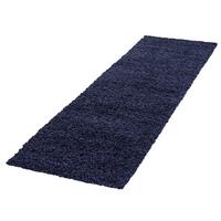 HOCHFLORTEPPICH RHEIN, einfarbig, aus Polypropylen, Marineblau, 80 x 250 cm - Blau, Textil (250/80cm) - KADIMA DESIGN