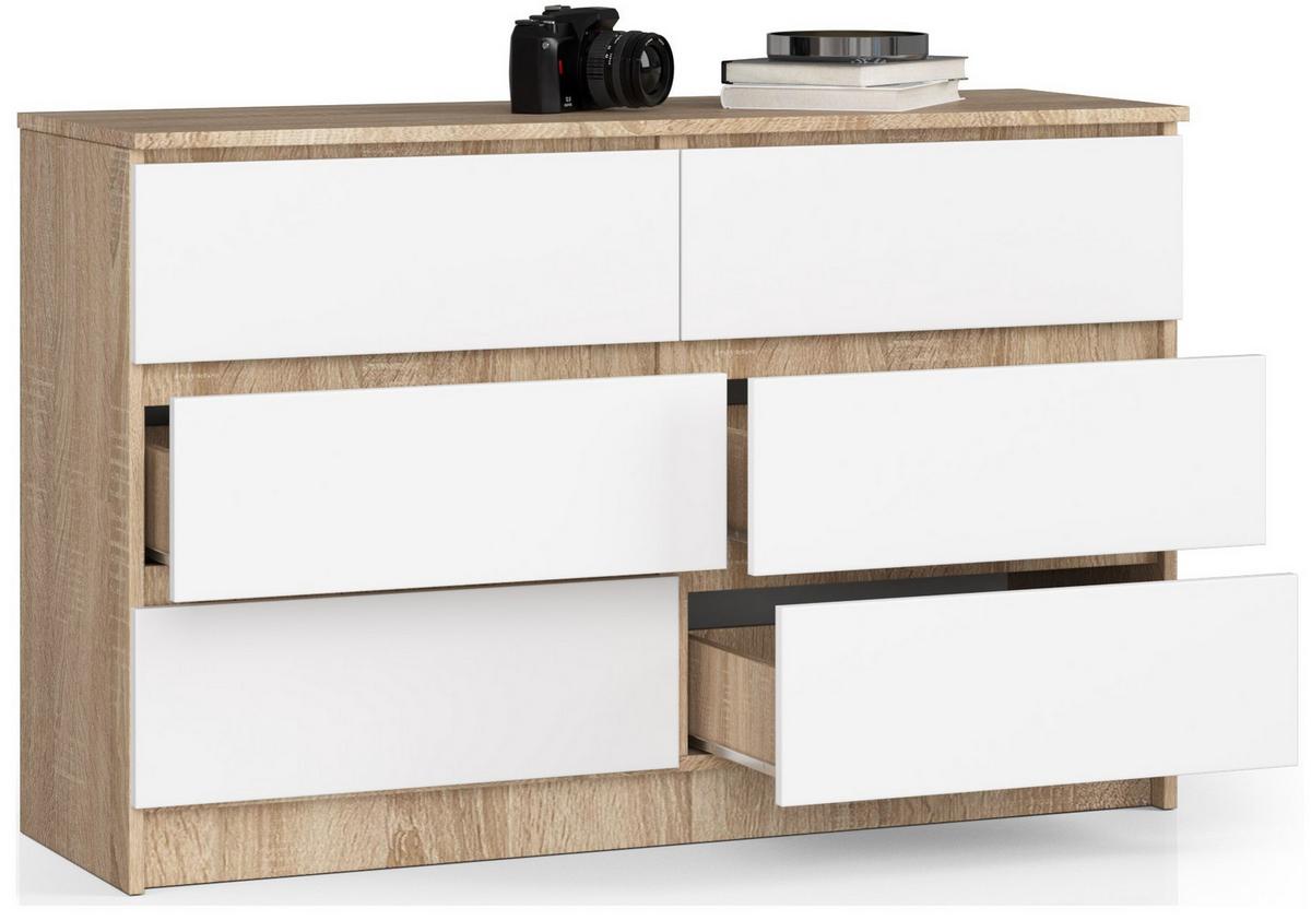 KOMMODE Eiche Sonoma, Weiß 77/120/40 - Weiß, Holzwerkstoff (120/77/40cm) - RAUMHIRSCH FURNITURE