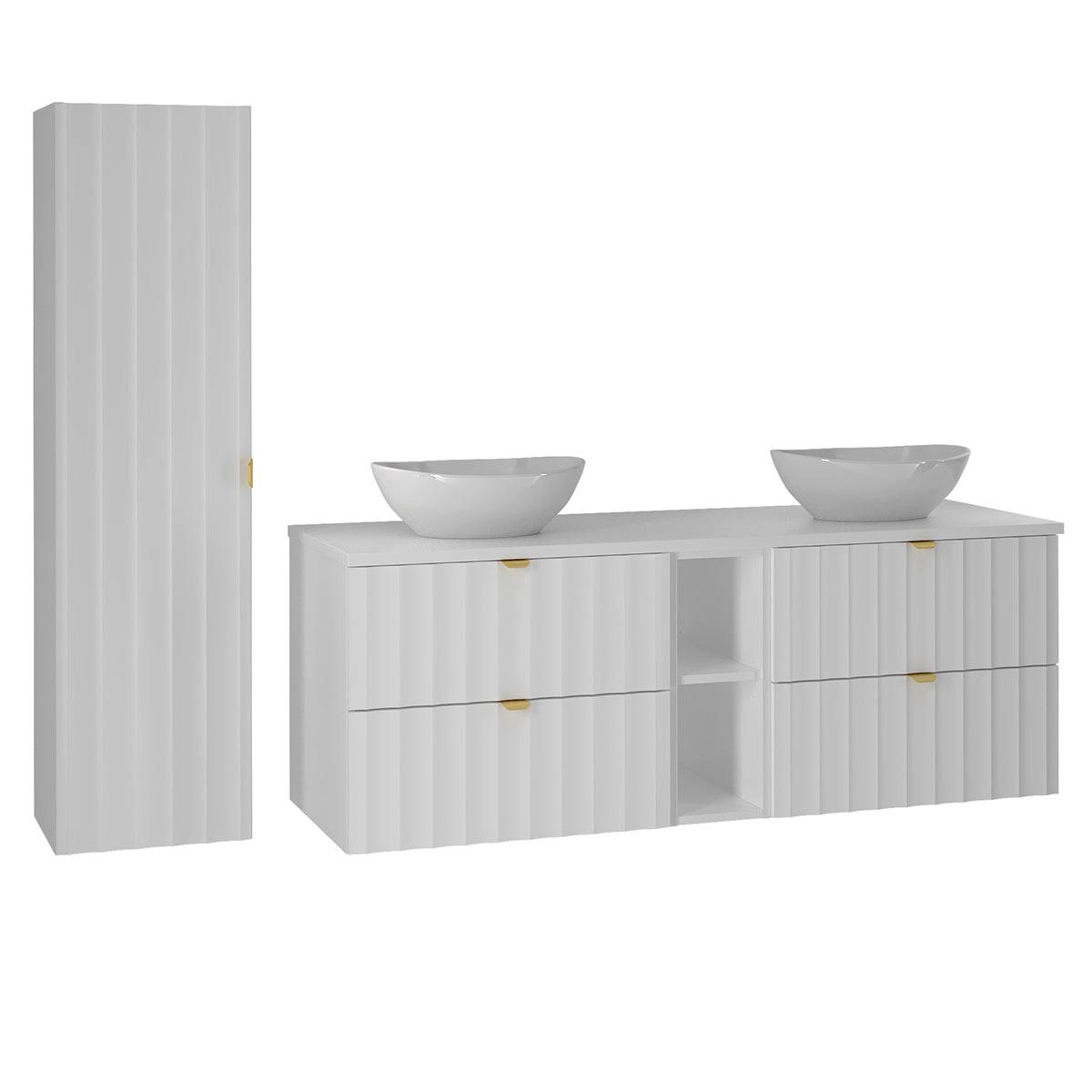 BADMÖBEL 140.6cm Lexa 2er-Set Weiß - Weiß, Holzwerkstoff (140.6/52.2/46.5cm) - Petits-meubles