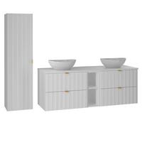 BADMÖBEL 140.6cm Lexa 2er-Set Weiß - Weiß, Holzwerkstoff (140.6/52.2/46.5cm) - Petits-meubles