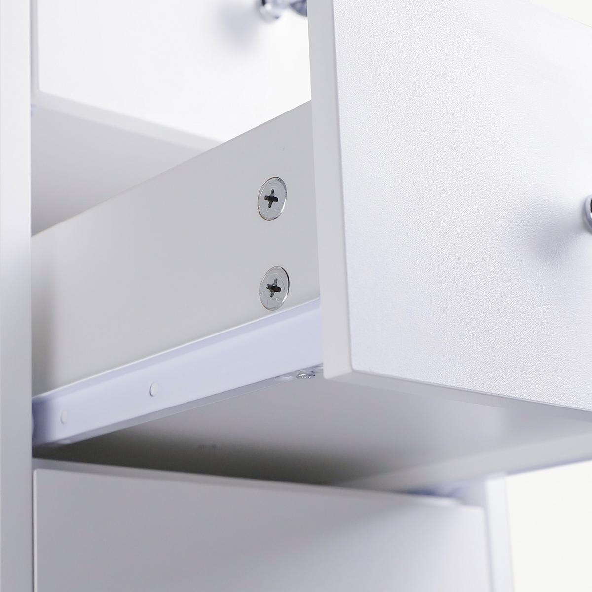 KONSOLENTISCH mit Beleuchtung LED 8 Schubladen Weiβ 120/55/81 CM - Weiß, Glas/Holzwerkstoff (55/120/81cm) - VANITII