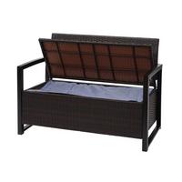 POLY-RATTAN 2ER SITZBANK Braun, Cremeweiß - Braun/Weiß, Kunststoff (117/87/57cm) - MCW