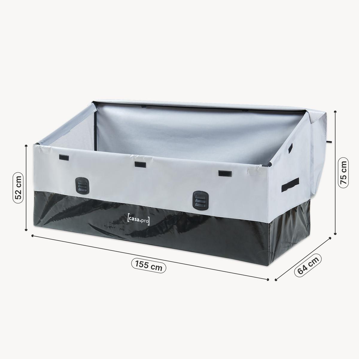 AUFBEWAHRUNGSBOX Alanno - Schwarz/Grau, Textil/Metall (155/75/64cm) - casa.pro