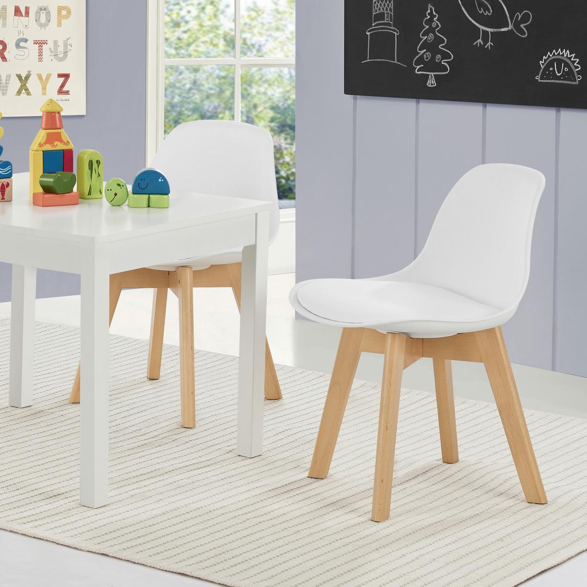 KINDERSTUHL Elvdal - Weiß/Naturfarben, Holz/Kunststoff (38/56/33cm) - [en.casa]