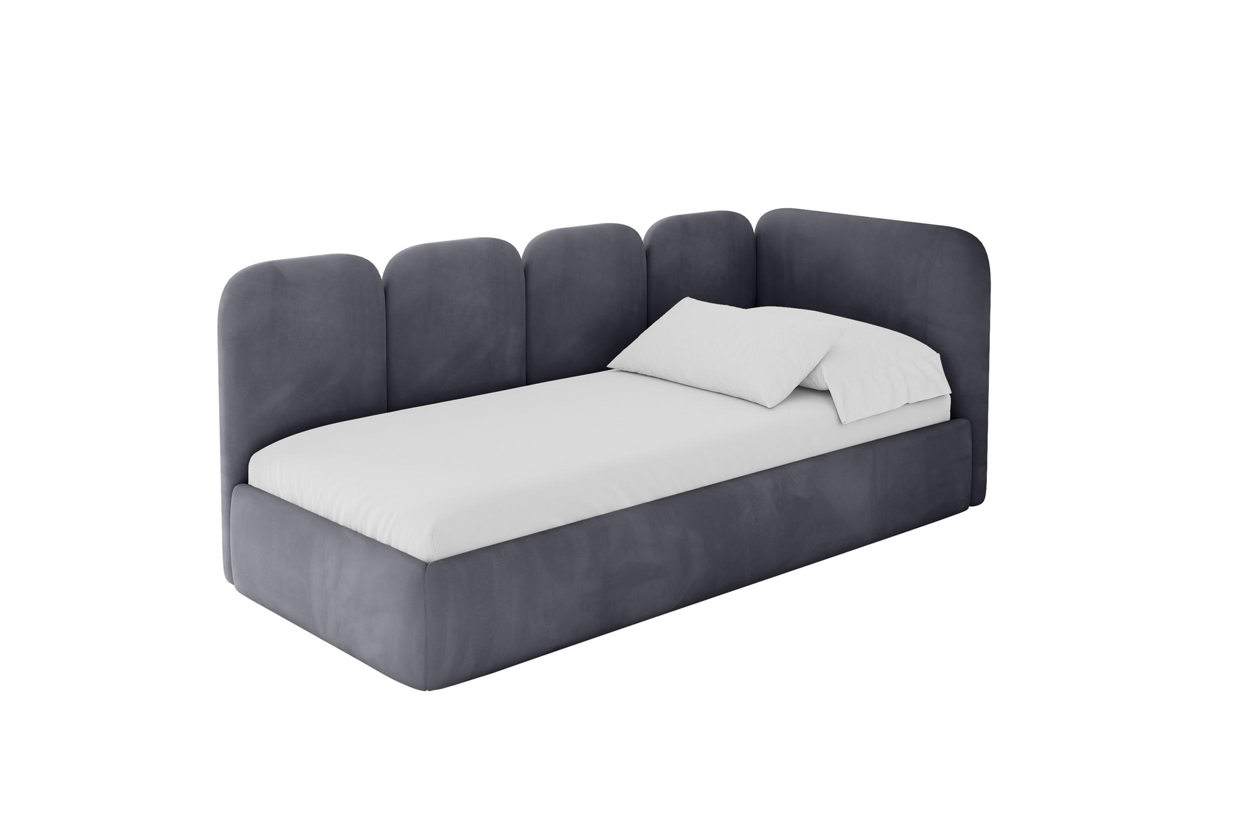EINZELLBETT Jugendbett mit Bettkasten, Links - VELY 100x200 Dunkelgrau - Dunkelgrau, Holzwerkstoff/Textil (100/200cm) - ALTDECOR
