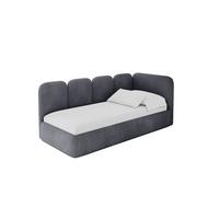 EINZELLBETT Jugendbett mit Bettkasten und Matratze H3/H4, Links - VELY 100x200 Dunkelgrau - Dunkelgrau, Holzwerkstoff/Textil (100/200cm) - ALTDECOR