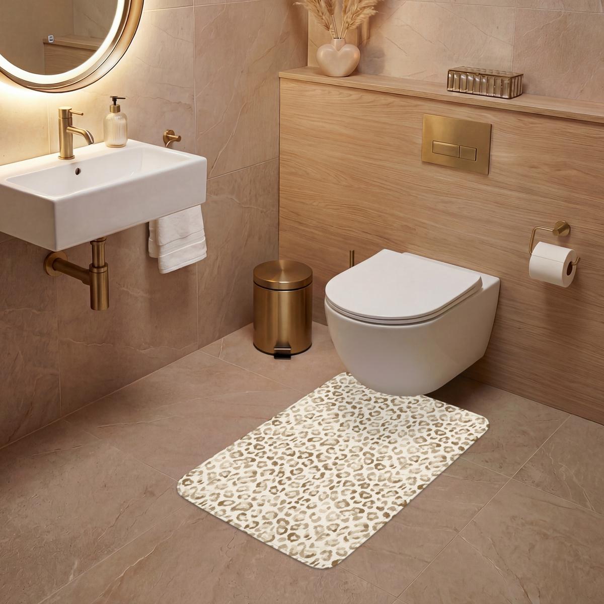WC-VORLEGER Leopard - Klassisch - Beige WC Teppich 50x80 cm - Hellbraun, Textil (50/1cm) - OnlyWow